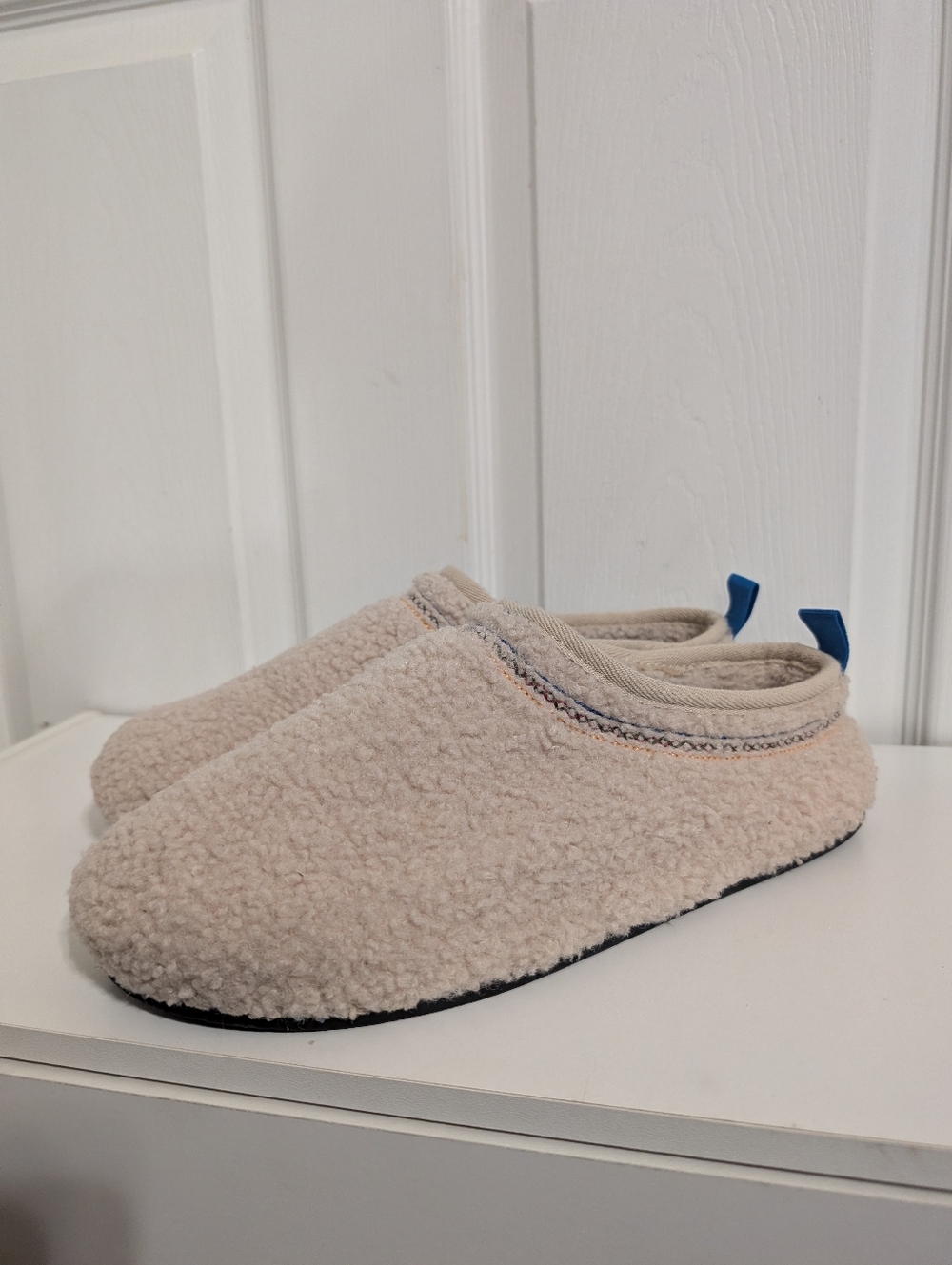 Bombas Mens Slippers Sherpa Ivory House Shoes Slip On Size 12